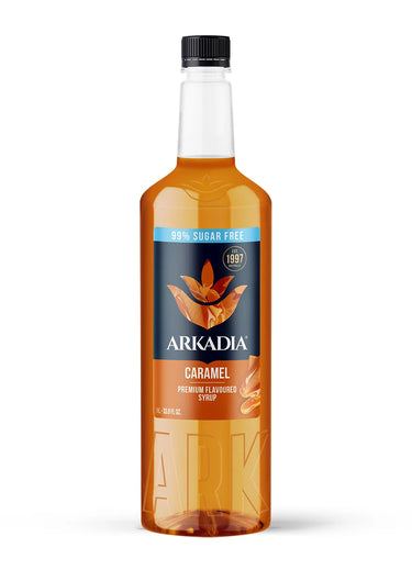 Arkadia 99% Sugar Free Caramel Syrup 1L – Gluten Free, Halal, Coffee, Frappe